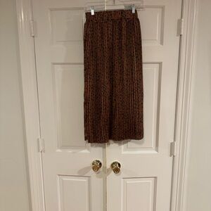 Anthropologie Numph Brown Pleated Midi Skirt